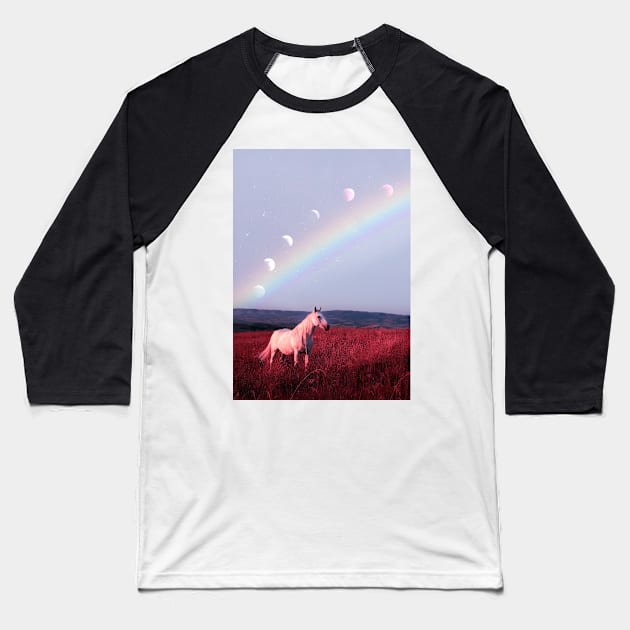 Rainbow Horse Baseball T-Shirt by Dani-Moffet